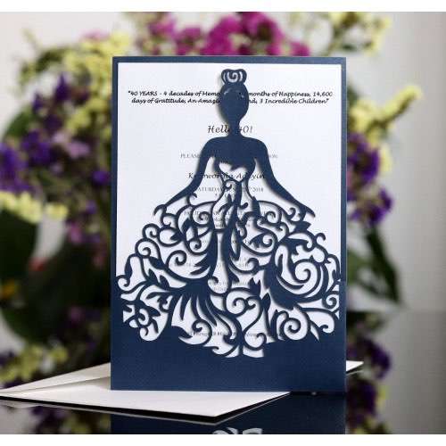 Invitation Card With Envelope Wedding Card  Modern Marriage Invitation Laser Cut